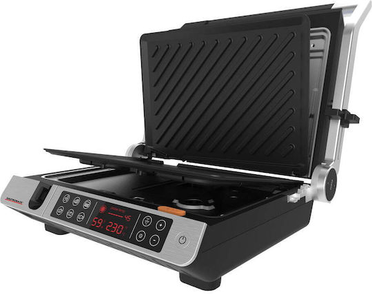Gastroback Tabletop Electric Grill Smooth and Ribbed Plate 2000W with Lid and Adjustable Thermostat 34cmx24cmcm
