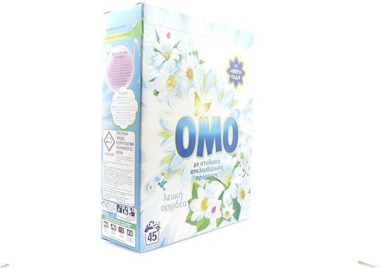 Omo Απορρυπαντικό Ρούχων σε Σκόνη Λευκή Ορχιδέα 45 Μεζούρες