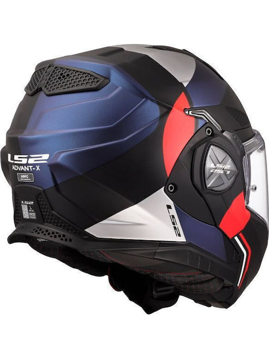 LS2 Advant X Ultra Matt Blue Red Мотоциклетна каска Флип ъп ECE 22.06 1600гр с Sunvisor