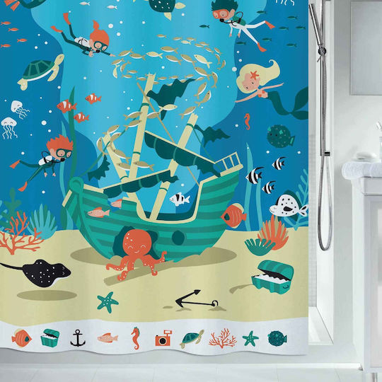 Spirella Pirates Κουρτίνα Μπάνιου Υφασμάτινη 180x200 cm Πολύχρωμη