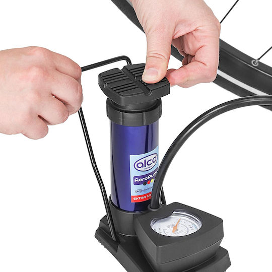 Alca 201300 Mini Luftpumpe Luftpumpe Fuß mit Manometer