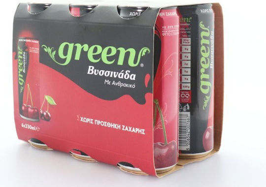 Green Cola Sour Cherry Juice with Carbonation, Sugar-Free in Box 6x330ml