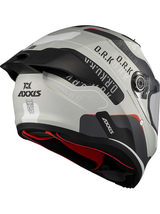Axxis Fenix White/Grey Gloss Ork C2 Κράνος Μηχανής Full Face DOT / ECE 22.06 με Sunvisor