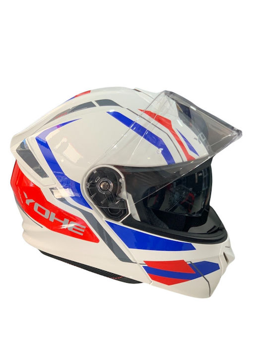 Yohe 935 SV G50A White Gloss/ Blue / Red Κράνος Μηχανής Flip-Up ECE 22.06 1550gr με Sunvisor