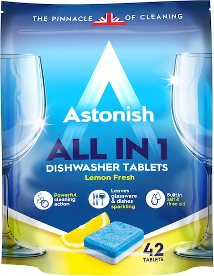 Astonish All In 1 42 Κάψουλες Πλυντηρίου Πιάτων με Άρωμα Λεμόνι