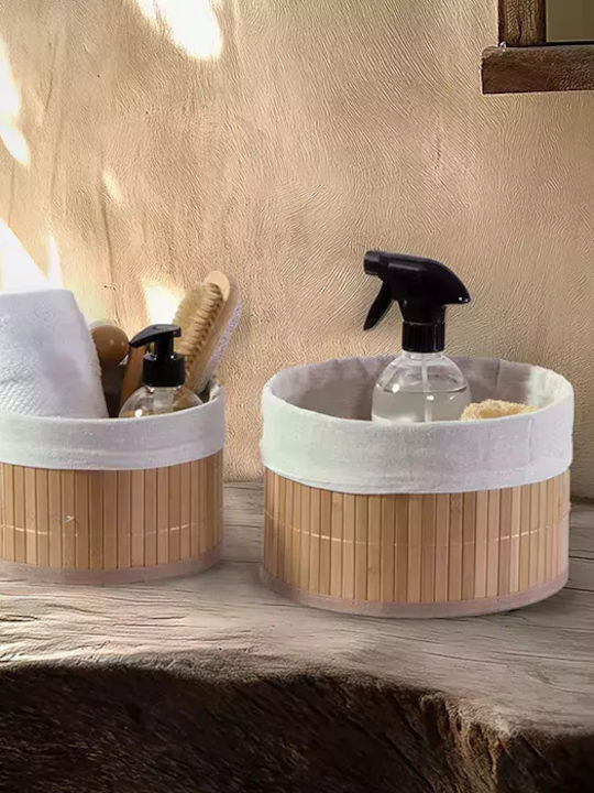 Nef-Nef Homeware Διακοσμητικό Καλάθι Μπαμπού Μπεζ 23x13.5x13.5εκ.