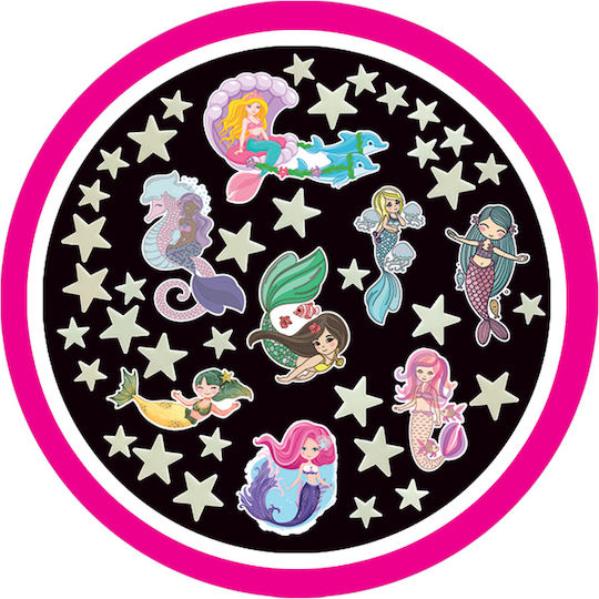 Brainstorm Kids Decorative Fluorescent Wall Sticker Stars & Mermaids 24.5x18cm 43 Pieces