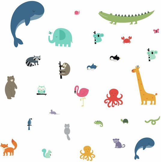 RoomMates Decor Kids Wall Decor Sticker Animals Globe RMK4115 40x11cm 28 Pieces