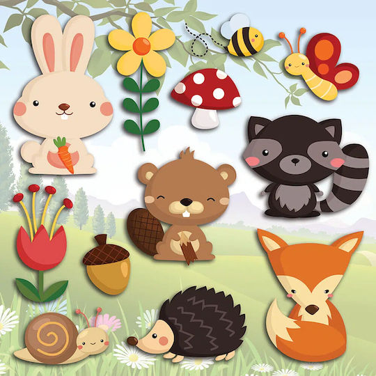 Ango Kinder Wandsticker Wand 3D Schaumstoff Happy Forest