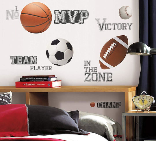 RoomMates Decor Autocolant Decorativ pentru Copii Perete All Star Sports 24buc