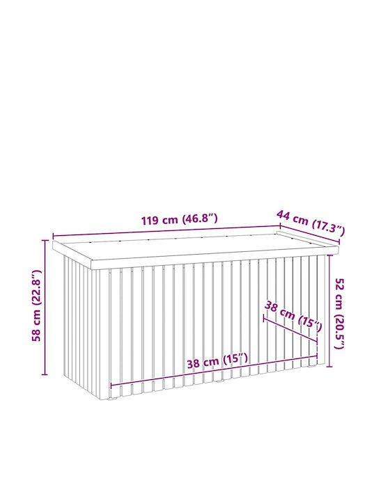vidaXL Διακοσμητικό Κουτί Ξύλινο 119x44x58.5cm