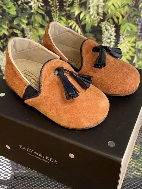 Babywalker Mocasini boteza din piele Tabac maro