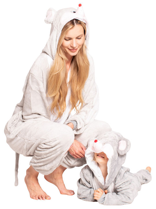 Pijama întreagă pentru copii De iarnă Fleece Gray