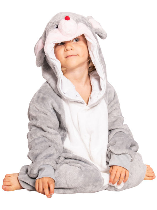 Kinder Einteiliger Schlafanzug Winterlich Fleece Gray