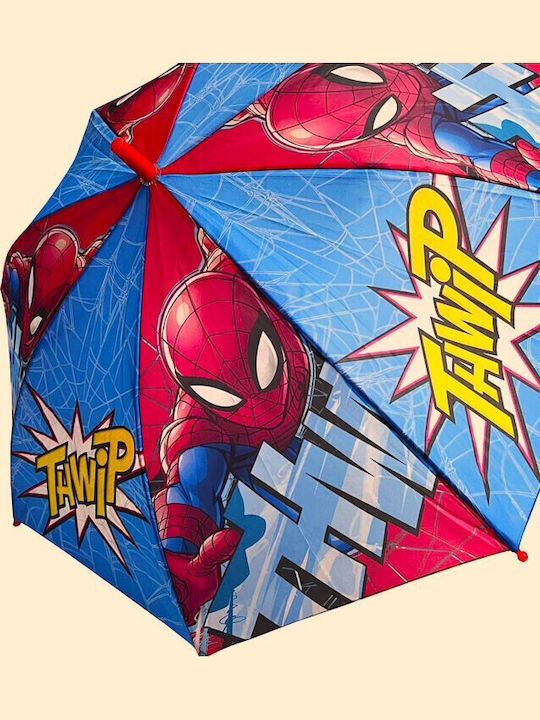 Spiderman Παιδική Ομπρέλα Μπαστούνι Αυτόματη Μπλε 48εκ.