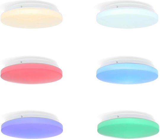 Nedis Intelligent Wi-fi Rgb Round Ceiling Fixture Ip44 1820lm 6500k White