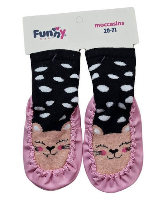Minissa Kinder Haussocken Pink-Black