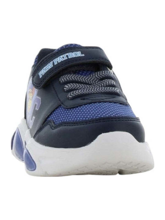 Παιδικά Sneakers Ανατομικά με Σκρατς & Φωτάκια Μπλε