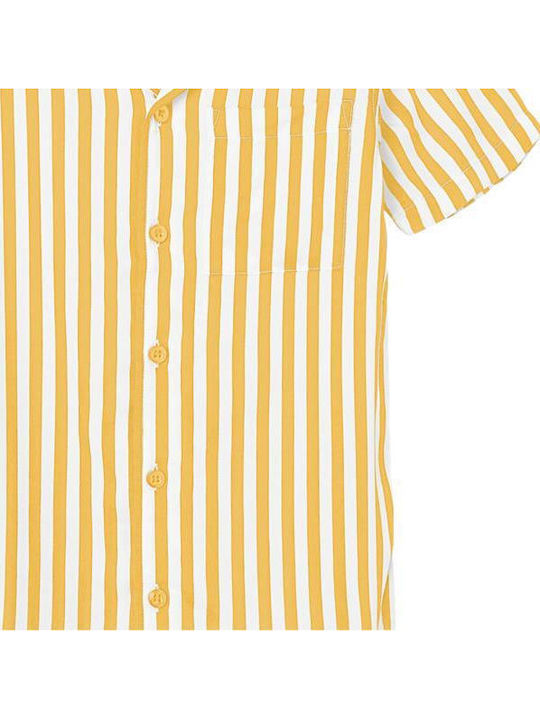 Copii Cu dungi Cămașă Cu mânecă scurtă Yellow-Striped