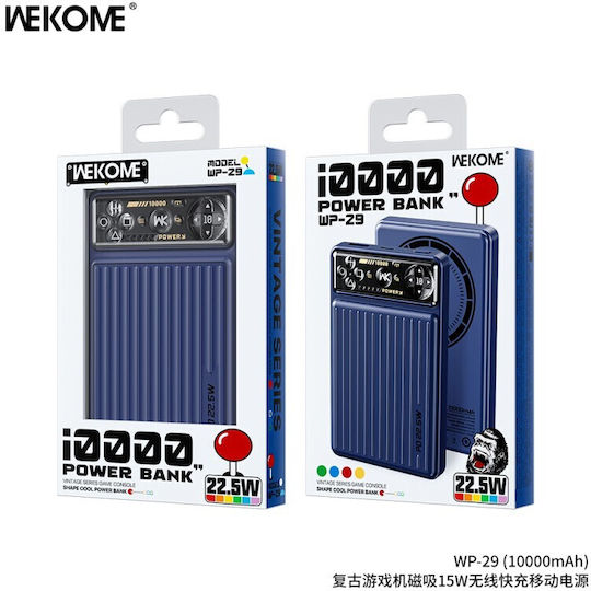 WK WP-29 Power Bank 10000mAh 15W with USB-A Port and USB-C Port Blue