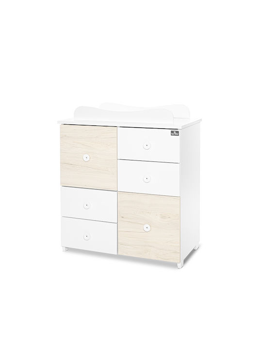 Dulap cu Sertare pentru Bebeluși cu 6 Sertare Albă 83x71x96cm