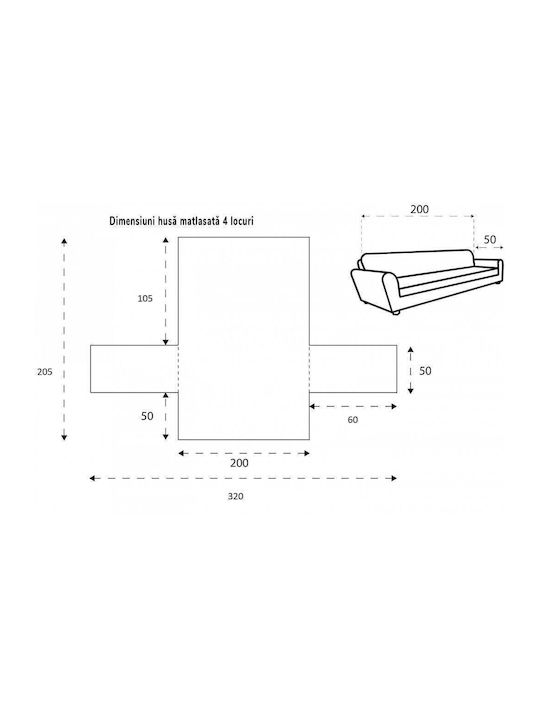 Sofazip Elastic Cover for Five-Seater Sofa Ivory-beige 240εκ. 1pcs SZMATIVBE