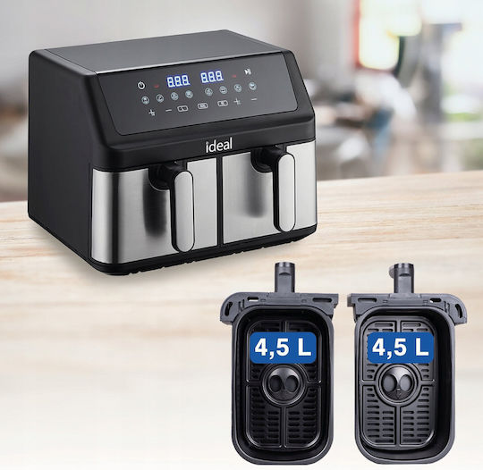 Eldom Air Fryer with Double Detachable Bucket 9lt Black IK1500