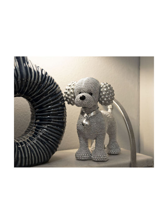 Decorative Silver Dog Polyresin 15x9.5x15 Cm