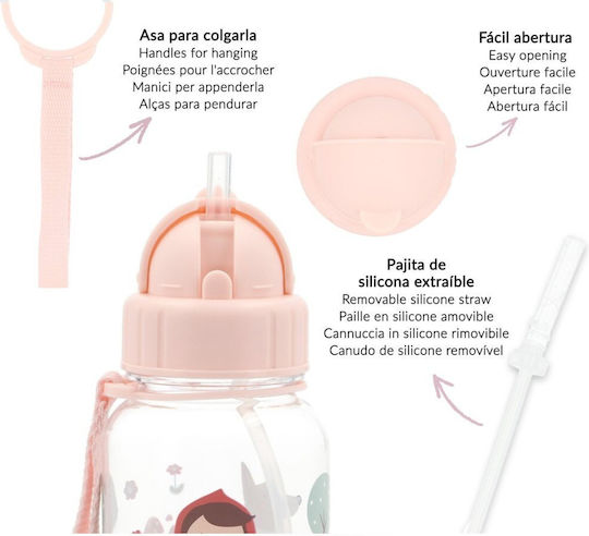 Tutete Plastic Kids Water Bottle with Straw Tritan 500ml