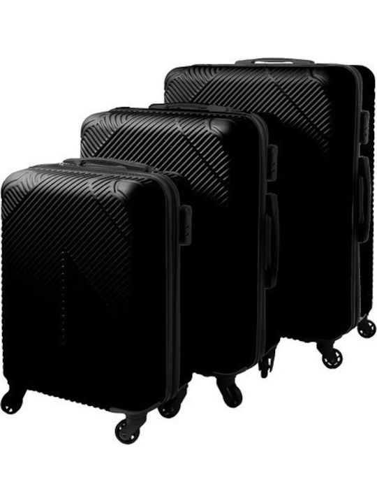 Trizand Valize de Călătorie Dure Negru cu 4 roți Set 3buc