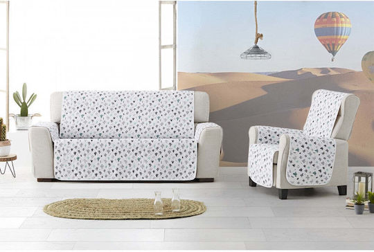 Sofazip Elastische Abdeckung für Zweisitziges Sofa Weiß 110εκ. 1Stück SZMATCACTUS