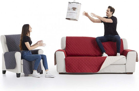 Sofazip Husă Elastică Canapea cu trei locuri Red-beige 160εκ. 1buc SZMATREDBEJ