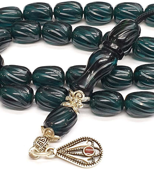 Roloi Komboloi Graven Mastic Worry Beads with 33 Beads Green 32cm