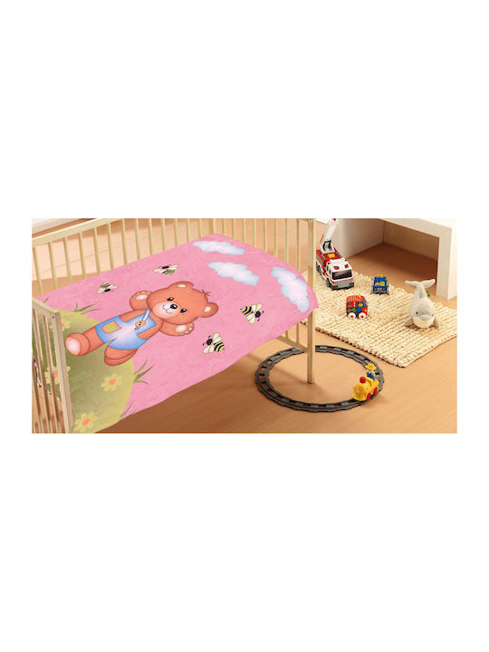 Dimcol Baby Blanket Cot Teddy Bear 110x140cm