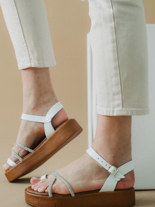 Γυναικεία Σανδάλια Flatforms Λευκά