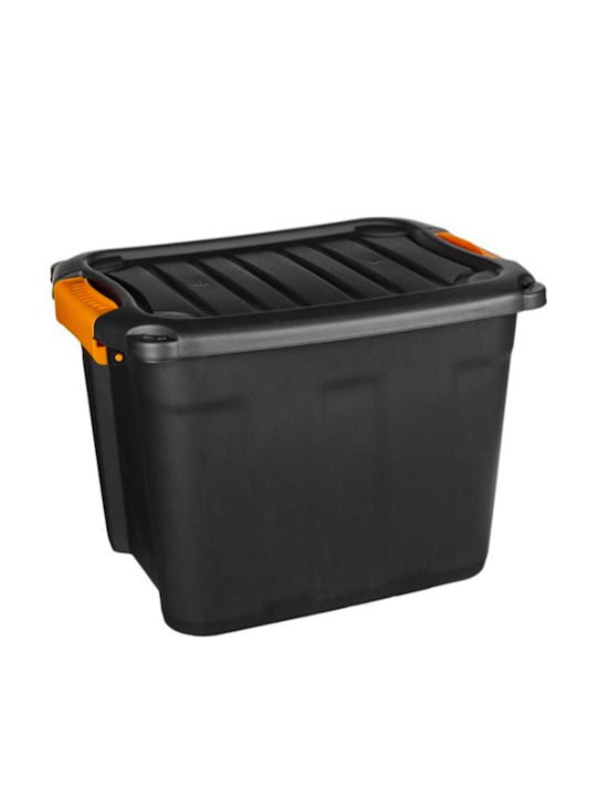 Plastic Storage Box with Lid Black 39x29.5x28.3cm 1pcs