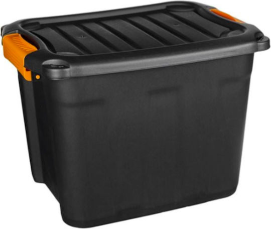 Plastic Cutie de Depozitare cu Capac Negru 39x29.5x28.3cm 1buc