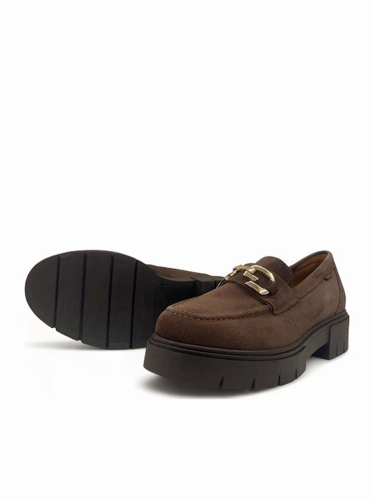 Leder Damen Mokassins in Braun Farbe