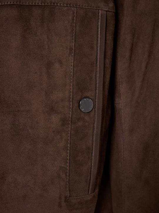 Lederjacke Winter Jacke Braun