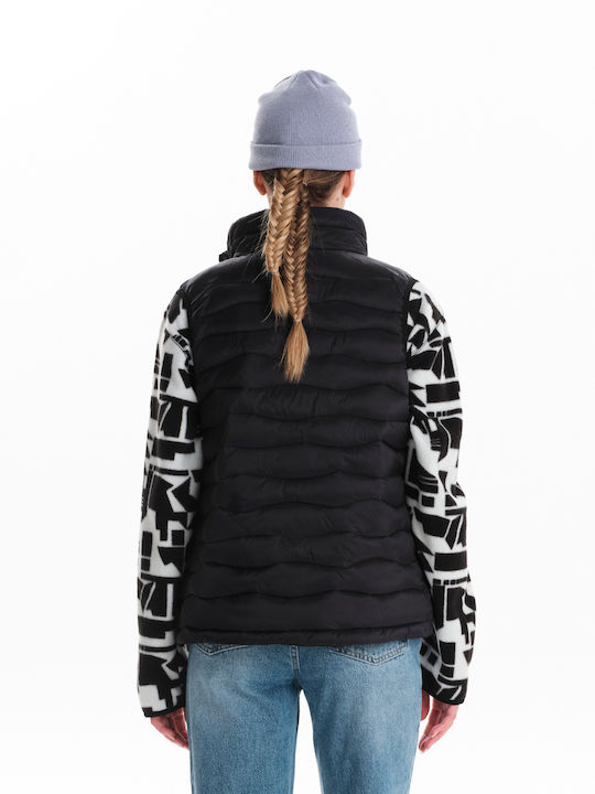 Women's Puffer Jacket for Winter with Hood Black