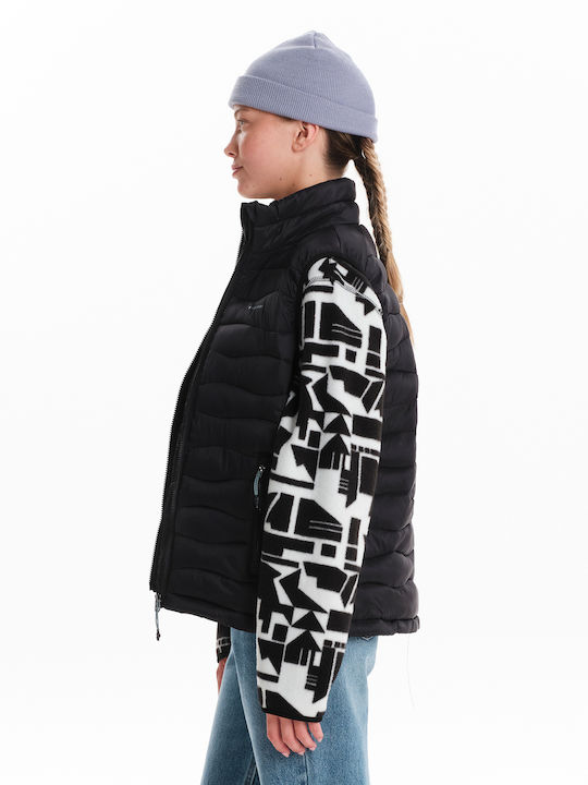 Women's Puffer Jacket for Winter with Hood Black
