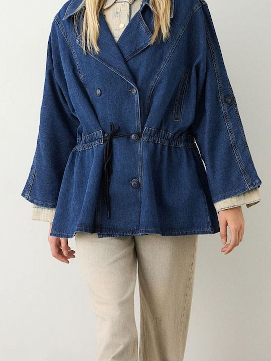 Scurtă Jachetă de femei din denim Dark Blue Denim
