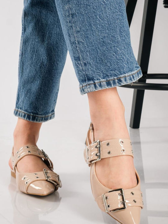 Γυναικείες Μπαλαρίνες Slingback με Λουράκι σε Ροζ Χρώμα
