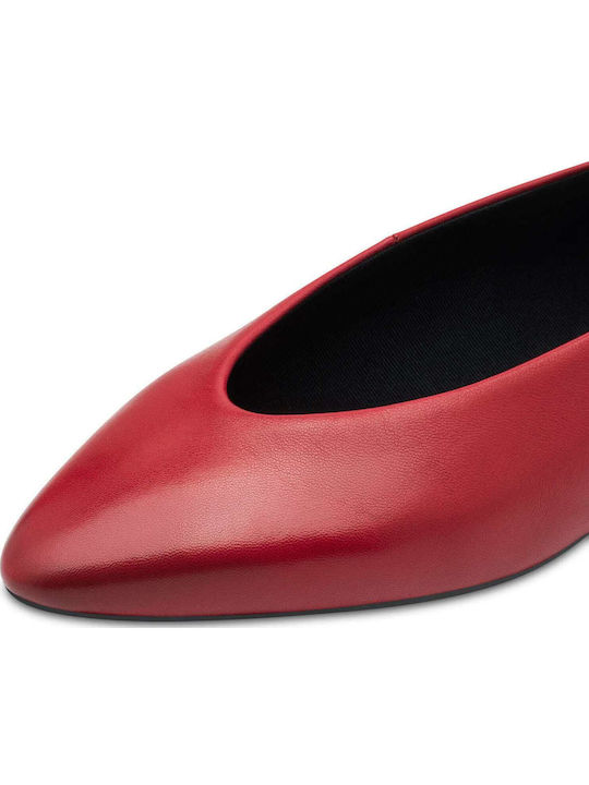 Leather Ballerinas With strap Red