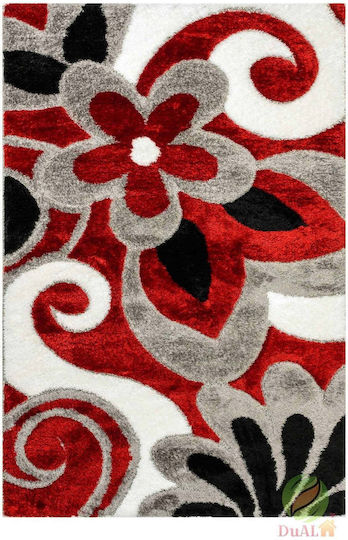 Rug Rectangular Silk Red-grey