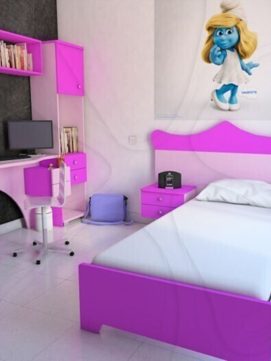 Tiara Kinderbett Klassisch Einzeln Fuchsie für Matratze 90x190cm
