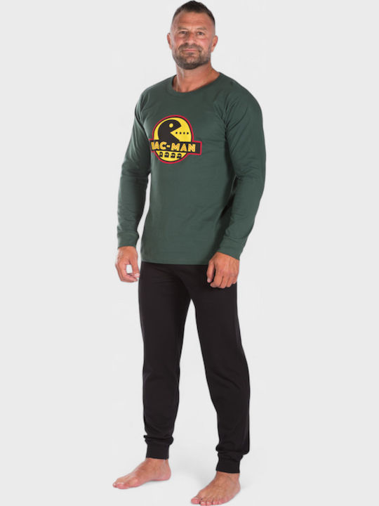 Πιτζάμα Ανδρική Βαμβακερή Nina Club Pac Man Green Nc26590-2-λαδί Πιτζάμα Ανδρική Βαμβακερή Nina Club Pac Man Green Nc26590-2-λαδί