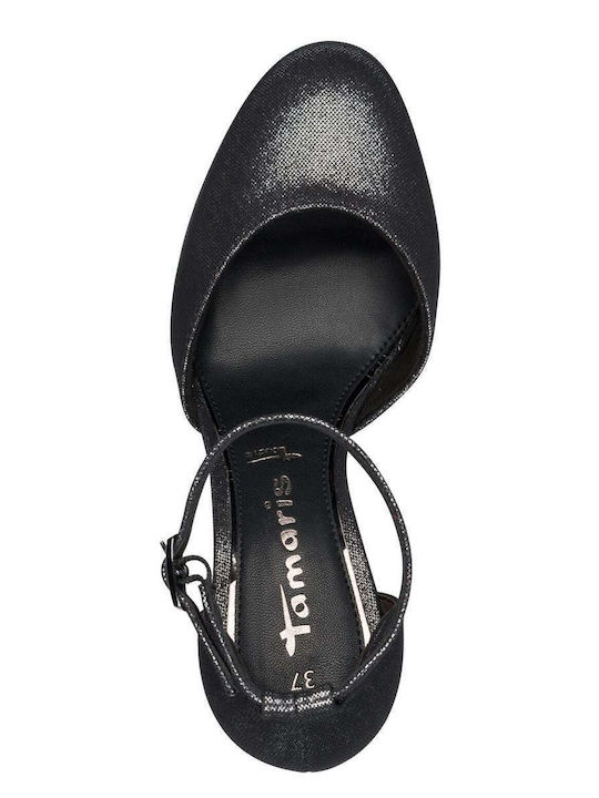 Pewter Glam High Heels with Strap