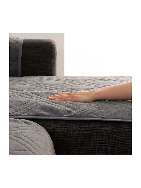 Sofazip Elastische Abdeckung für Vier-Sitzer-Sofa Grey 220εκ. 1Stück SZMATVELVETGREY