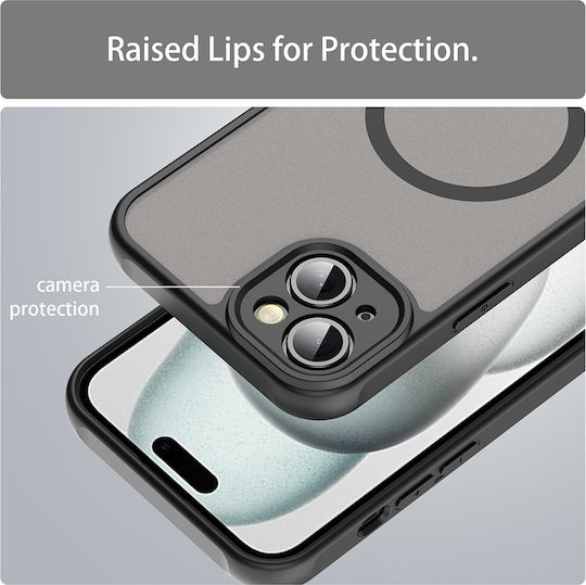 Techsuit Halofrost Ii Magsafe Umschlag Rückseite Silikon / Gehärtetes Glas Schwarz (iPhone 14)
